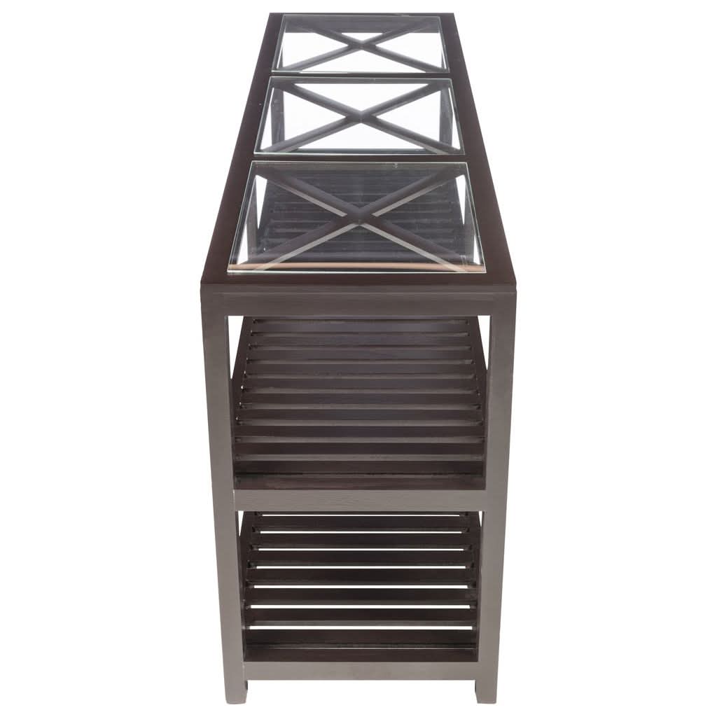 Console Croix Bois Verre Noir - Designix
