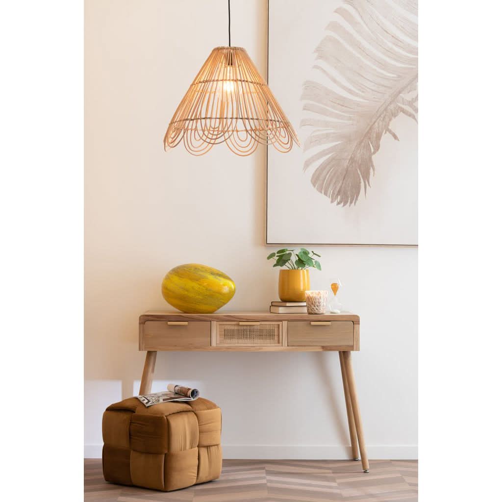Console En Bois Et Rotin Naturel - Designix