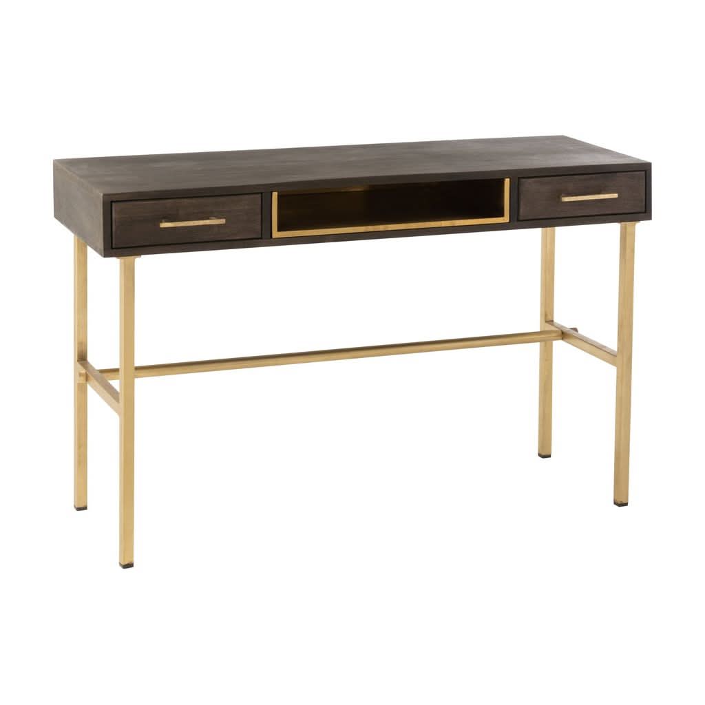 Console Janis Bois Fer Marron Or - Designix