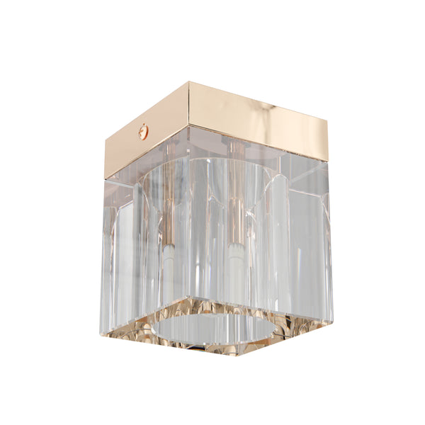 Spot plafond Cubo transparent et doré, cristal