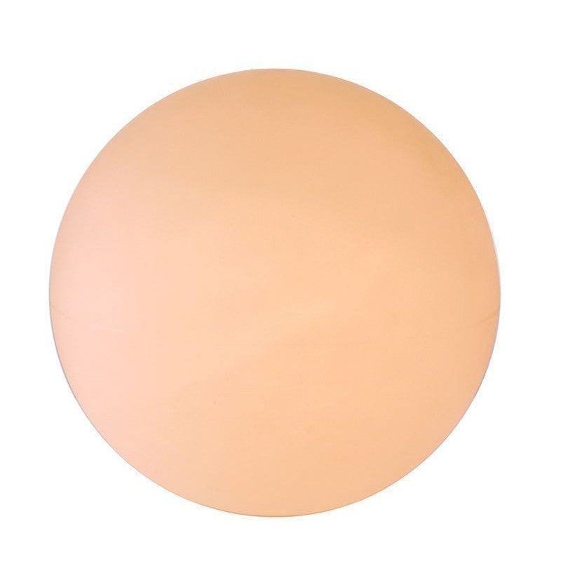 Sphère lumineuse allumée, teinte chaude orangée, vue rapprochée sur fond blanc