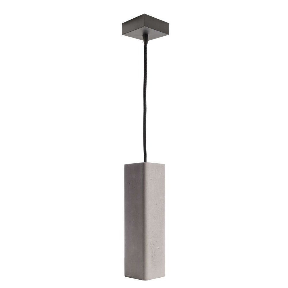 Suspension en béton gris de forme rectangulaire, vue de face sur fond blanc.