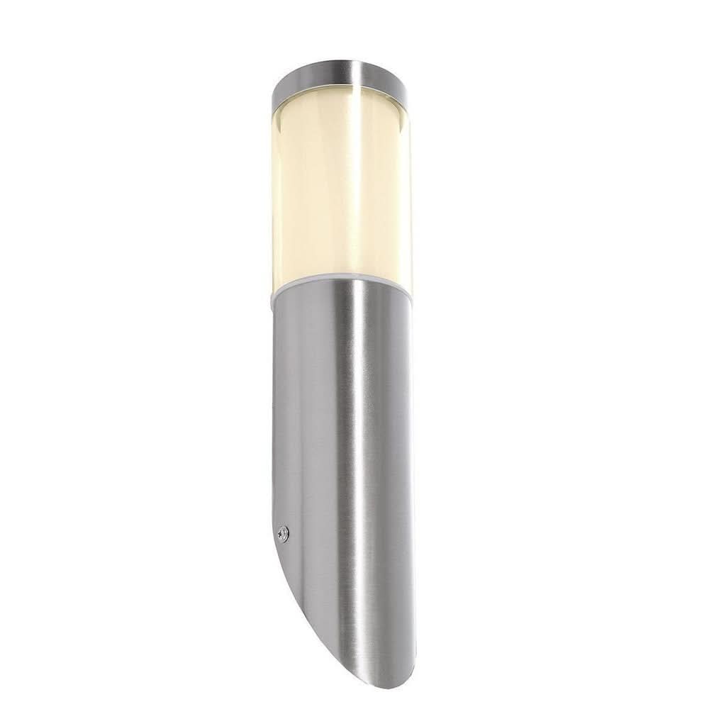 Applique extérieure cylindrique en inox brossé avec diffuseur opale vertical