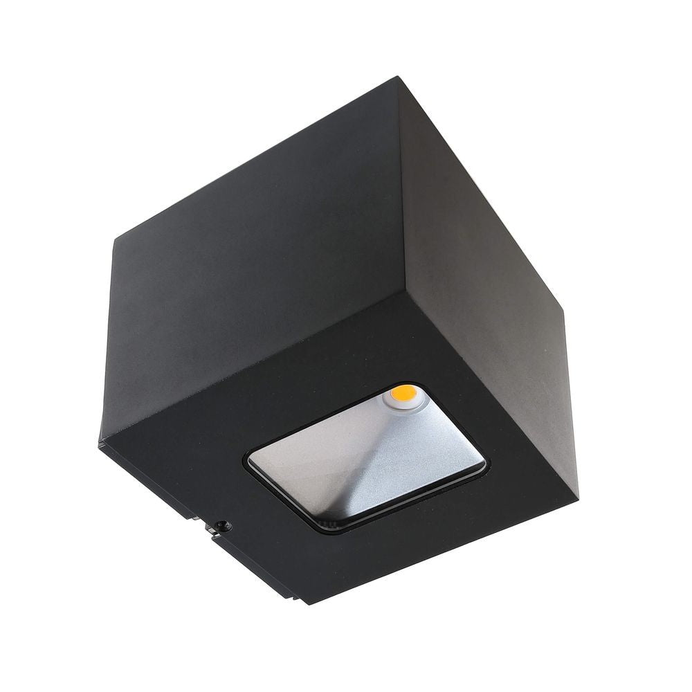 Vue de trois quarts du luminaire mural gris anthracite avec diffuseur inférieur