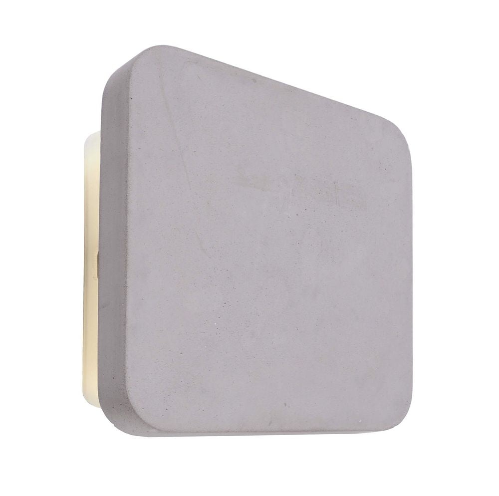 Vue de profil de l'applique carrée en béton gris avec support blanc