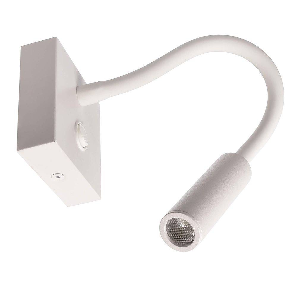 Applique murale blanche à bras flexible et tête cylindrique orientable