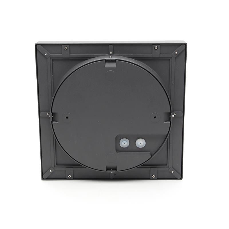 Vue arrière du luminaire montrant la platine circulaire et les passages de câbles.