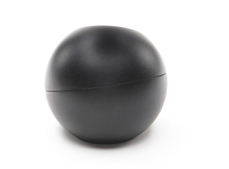 Vue arrière du luminaire sphérique noir, surface mate sans lentille