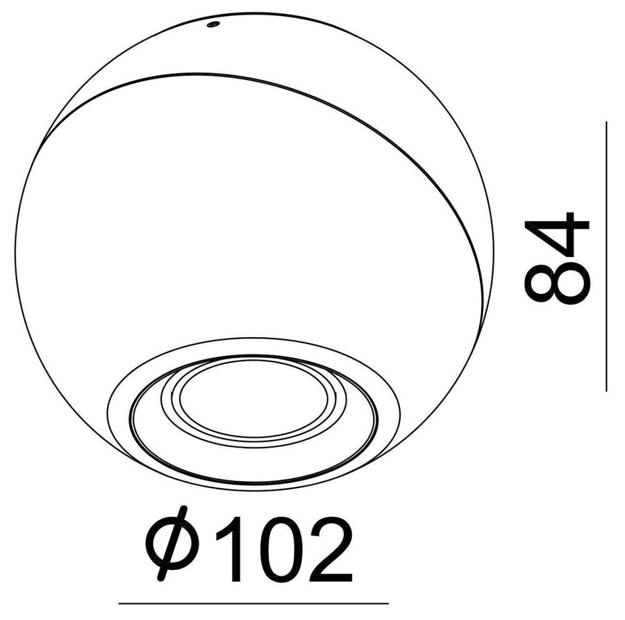Schéma coté du spot : diamètre 102 mm et hauteur 48 mm