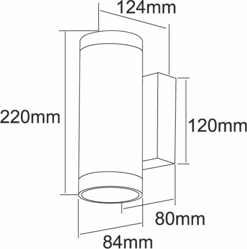Schéma technique coté de l'applique avec dimensions en millimètres.