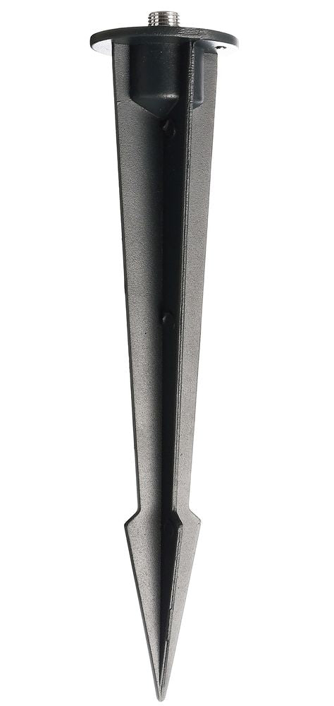 Piquet de fixation noir fileté, accessoire pour installer le luminaire au sol.
