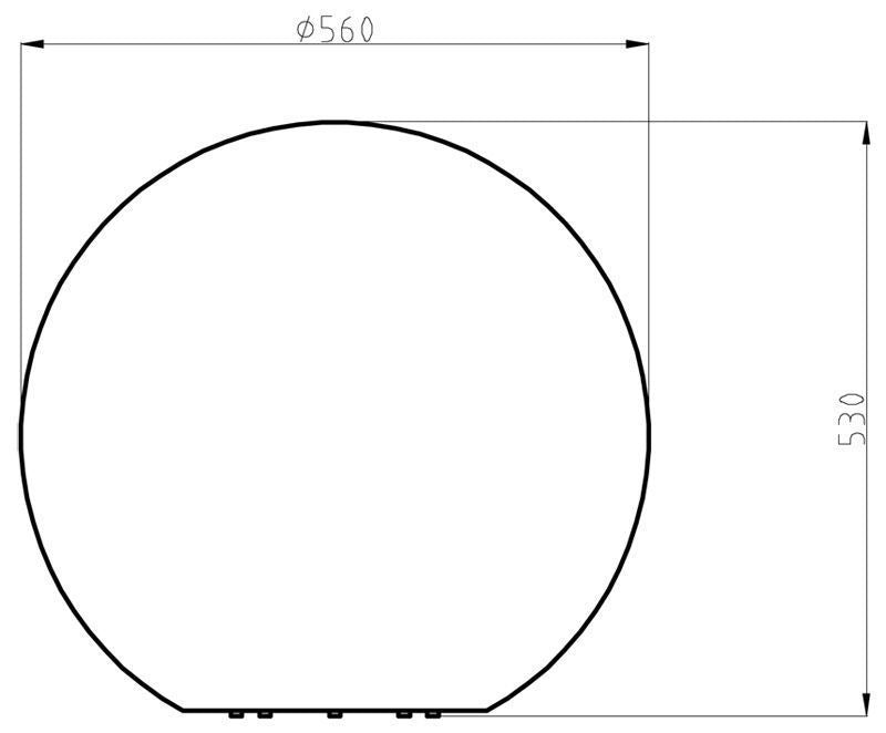 Schéma technique du luminaire rond avec diamètre 560 mm et hauteur 530 mm