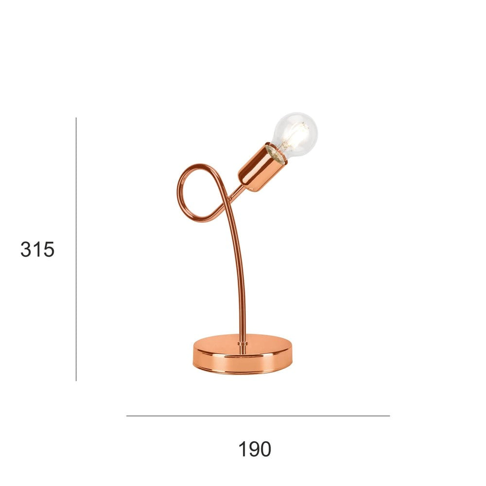 Schéma coté de la lampe cuivrée avec hauteur 315 et largeur 190