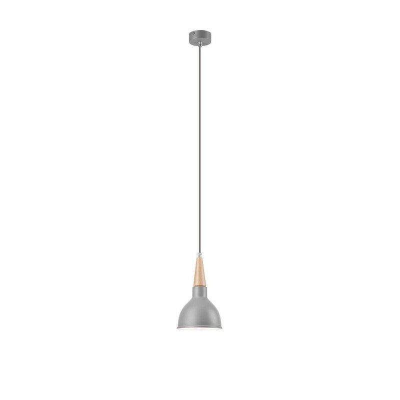Suspension argentée et bois, 15 cm