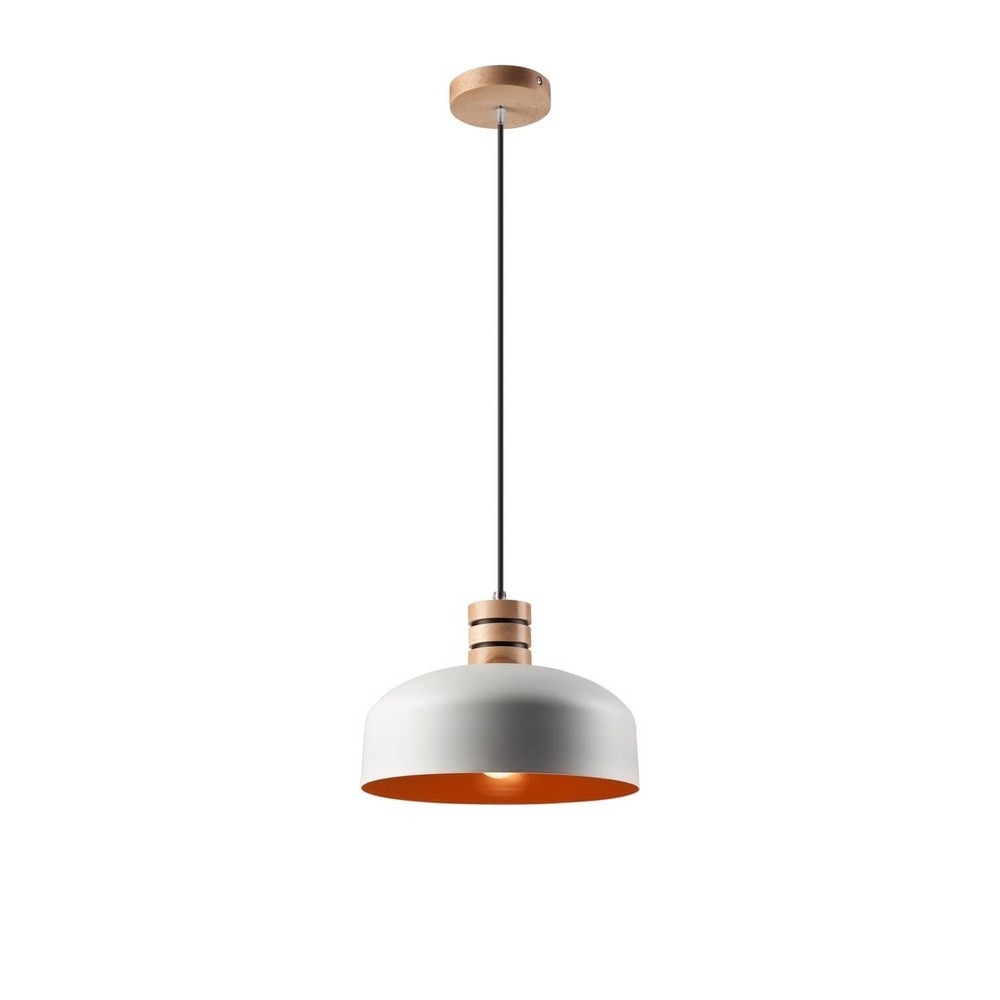 Suspension blanche vue de face avec intérieur orange et câble noir