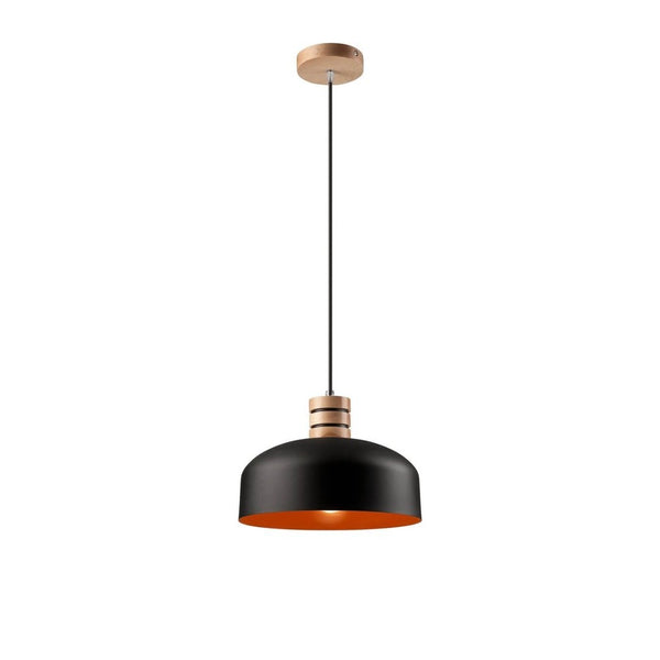 Suspension noire et orange, bois