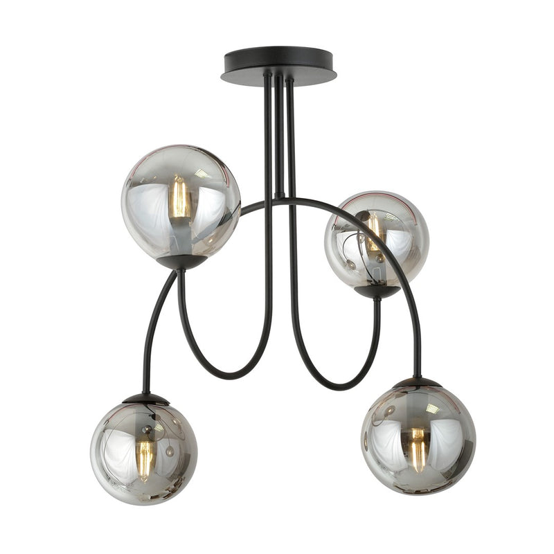 Plafonnier Jonquira 4 lumières noir et anthracite, verre