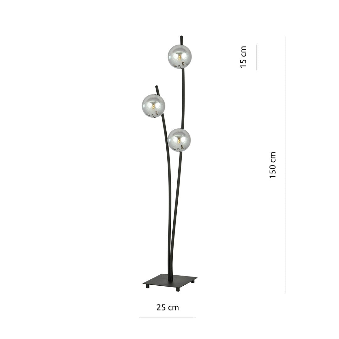 Schéma coté du lampadaire avec hauteur de 150 cm et base de 25 cm