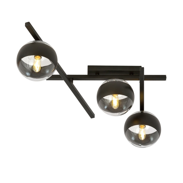 Plafonnier Luleris 3 lumières noir, verre