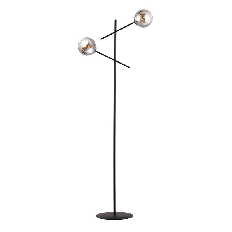 Lampadaire Norrika 2 lumières noir et anthracite, verre
