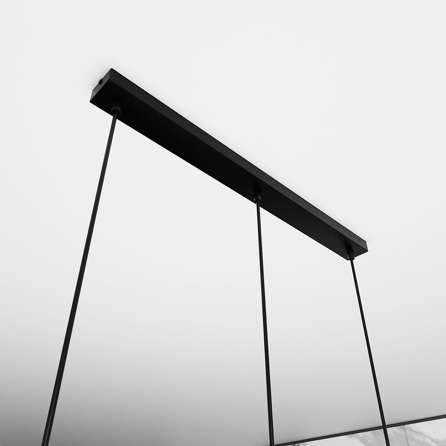 Suspension Koldara 3 lumières noire et ambrée, verre