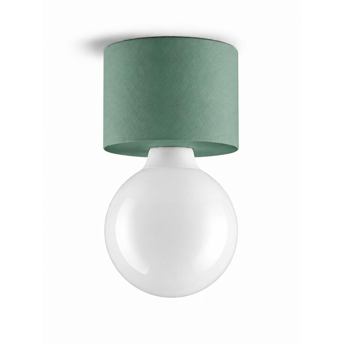 Applique murale vert menthe avec abat-jour cylindrique et globe blanc