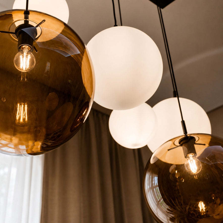 Suspension Orb globe en verre, câble 1,5 m, monture noire