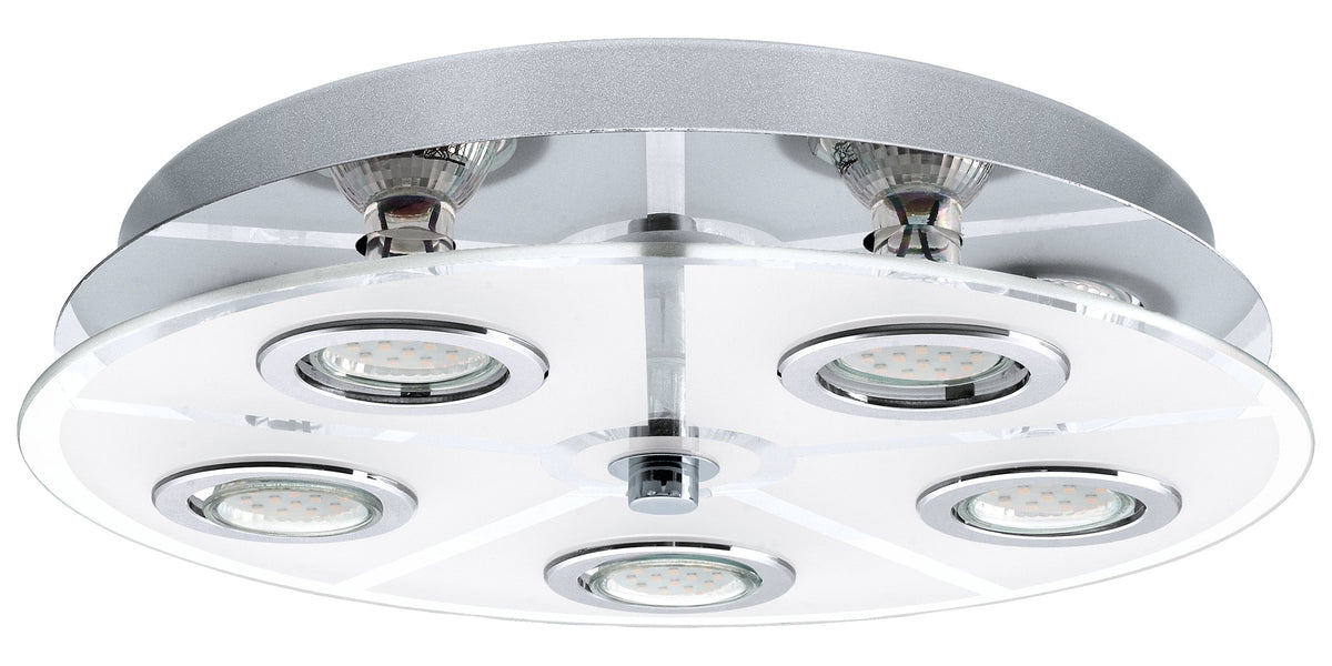 Détail de la couronne inox brossé et des ampoules LED réfléchissantes