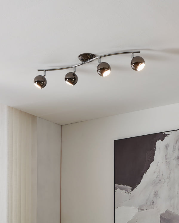 Plafonnier Bimeda nickel et noir, L 64 cm