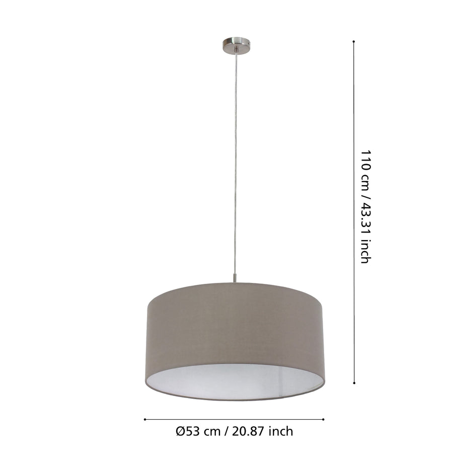Suspension Pasteri taupe et grise, tissu, L 53 cm
