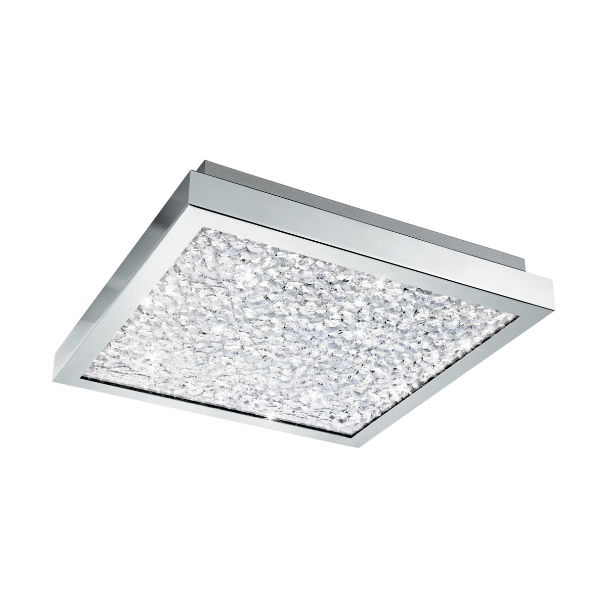 Plafonnier Cardito chromé, cristal