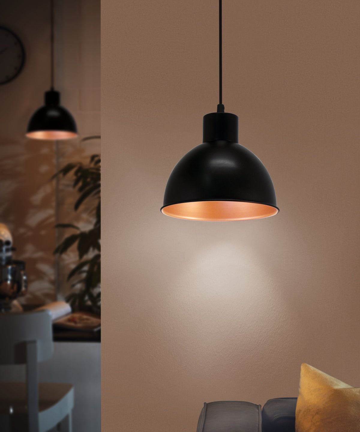Suspension Truro 1 noire et cuivrée