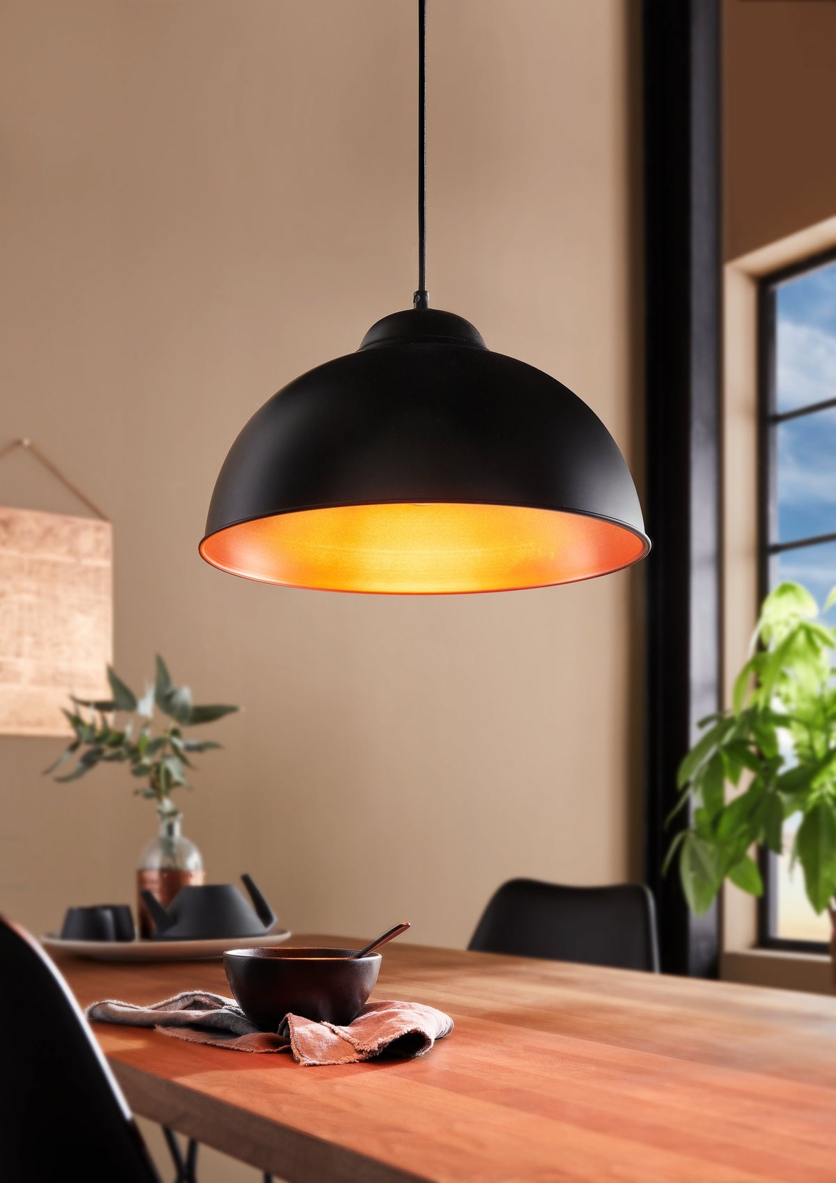 Suspension Truro 2 noire et cuivrée