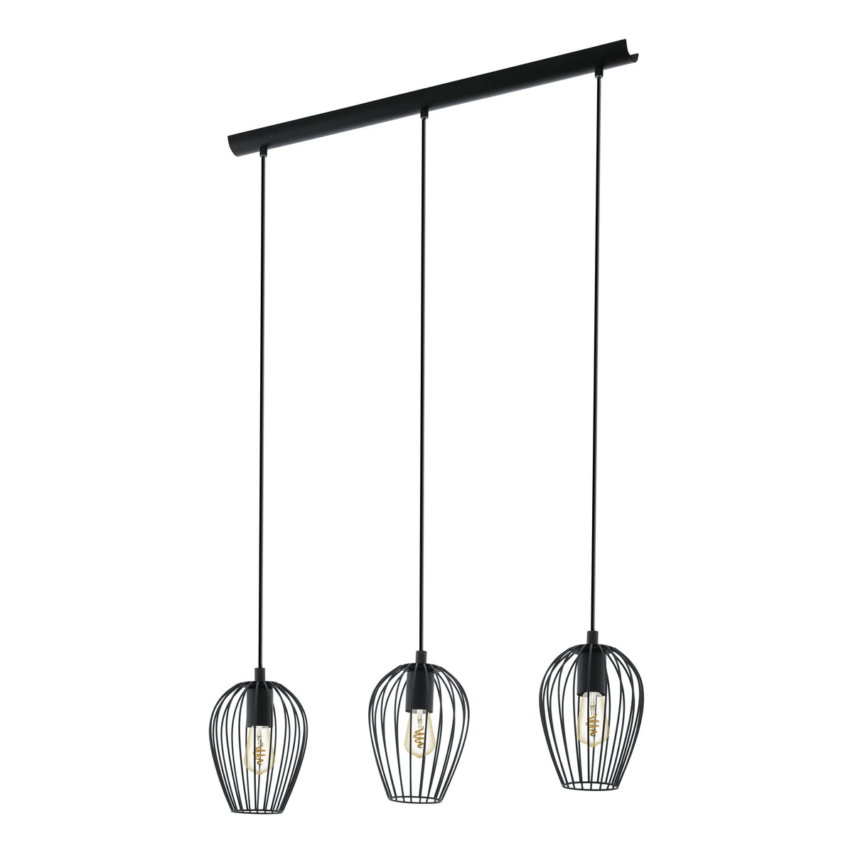 Vue de trois quarts du luminaire suspendu sur fond blanc neutre