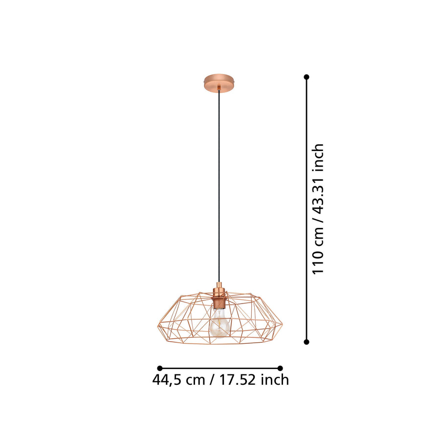 Schéma de dimensions indiquant 44,5 cm de diamètre et 110 cm de hauteur totale.