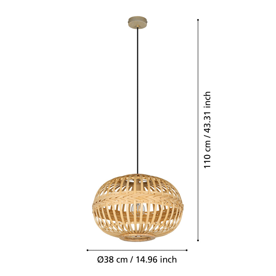 Schéma de dimensions indiquant 110 cm de hauteur et 38 cm de diamètre.