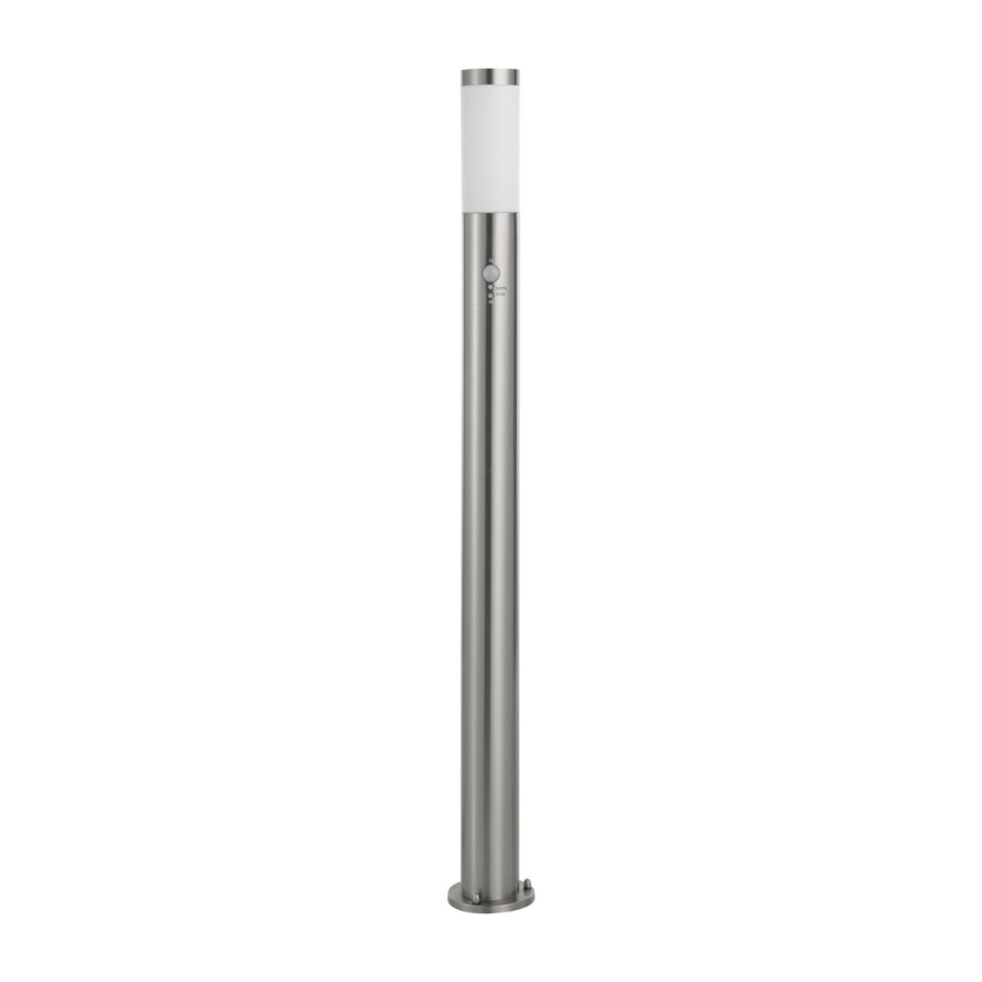 Vue de face du lampadaire sur fond blanc, socle de fixation visible
