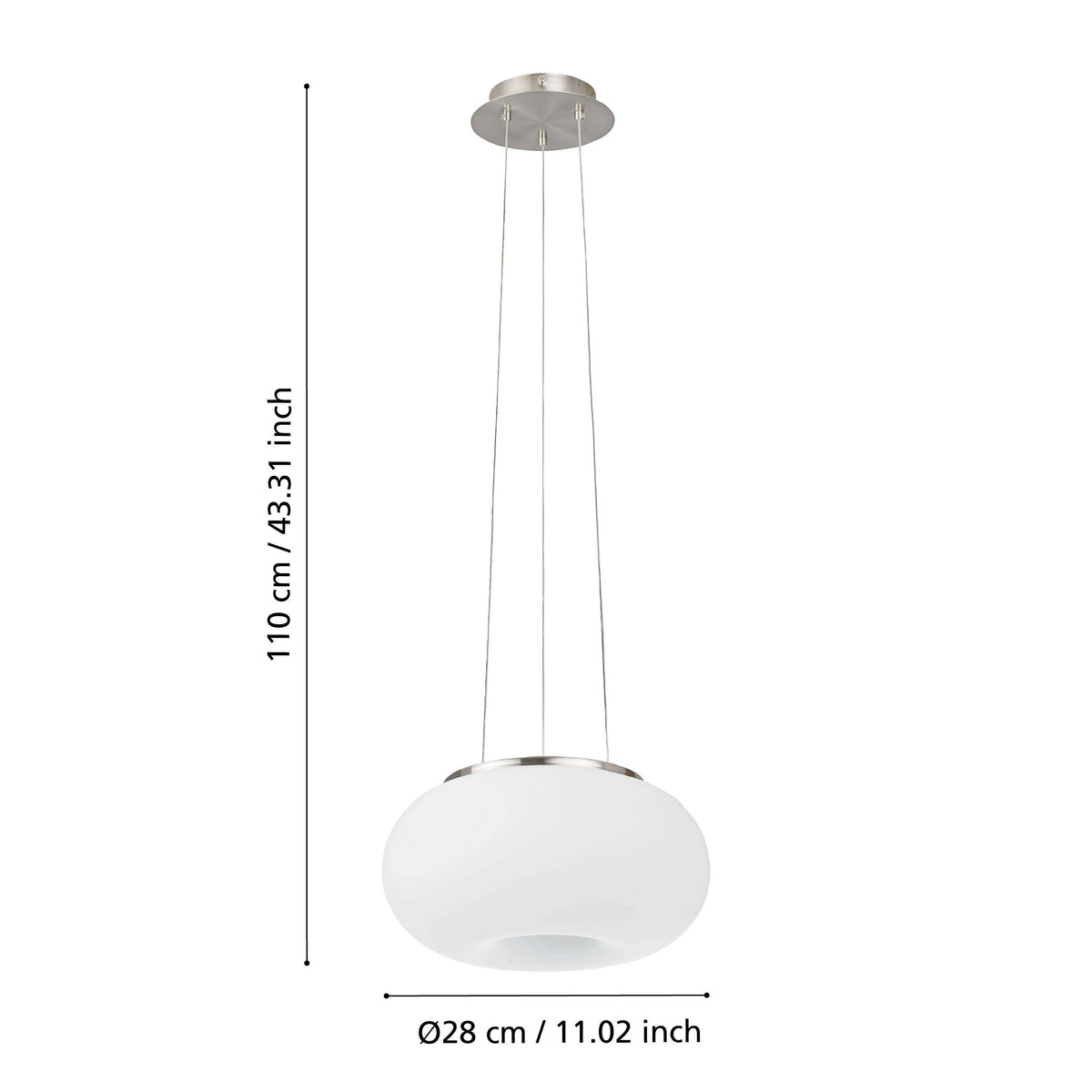 Suspension Optica nickel et blanche mat, verre (86813)