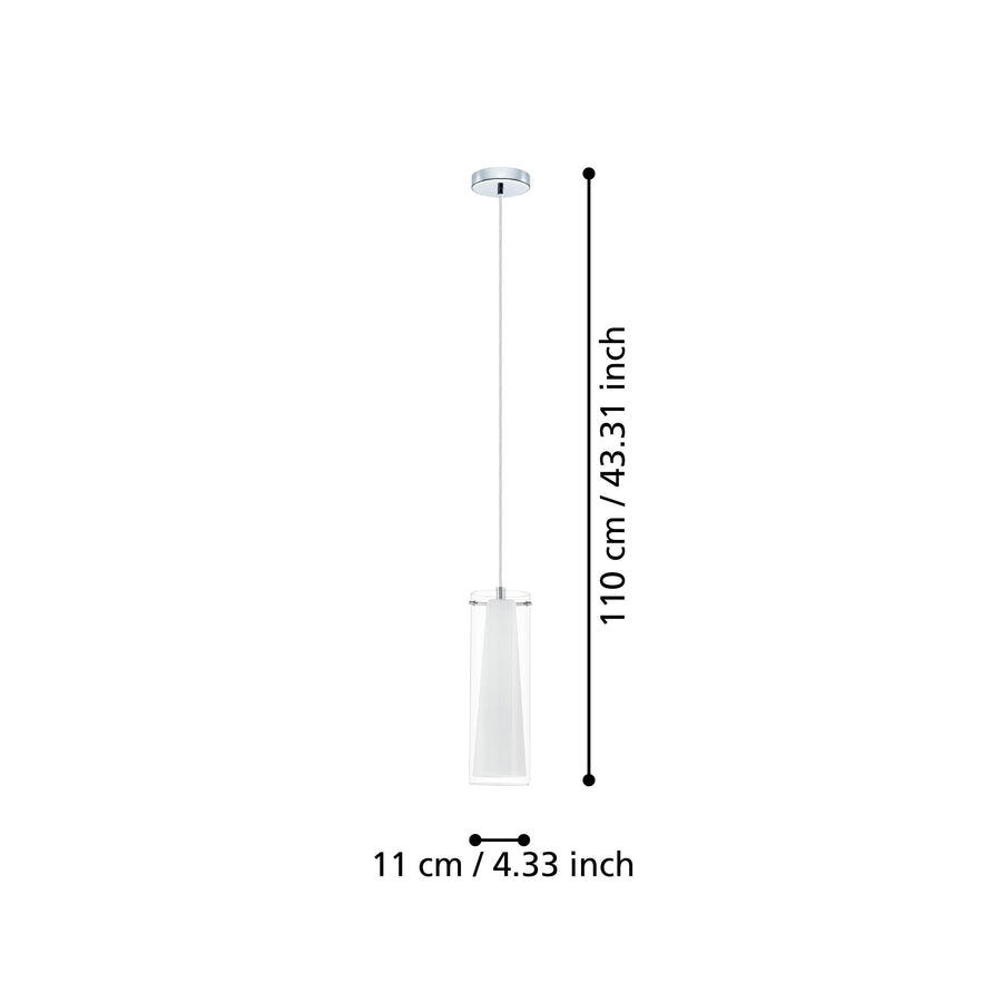 Schéma de dimensions : 110 cm de hauteur totale et 11 cm de diamètre