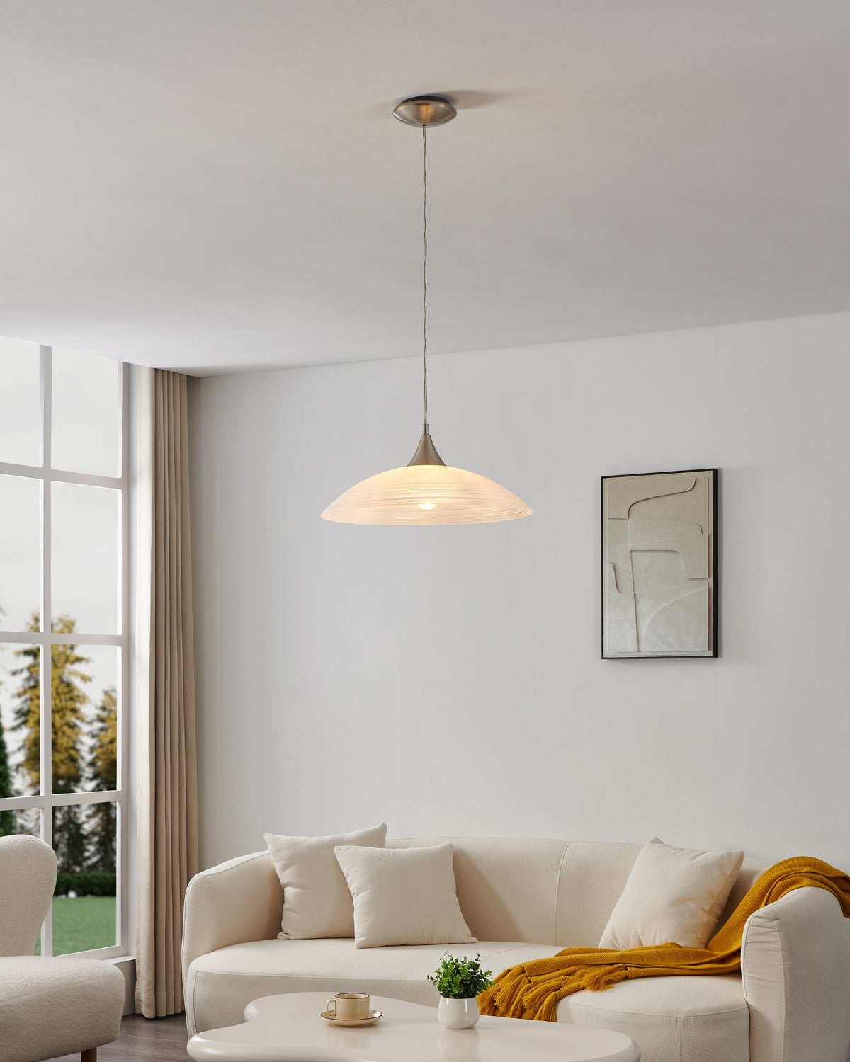Suspension Lazolo nickel et blanche mat, verre