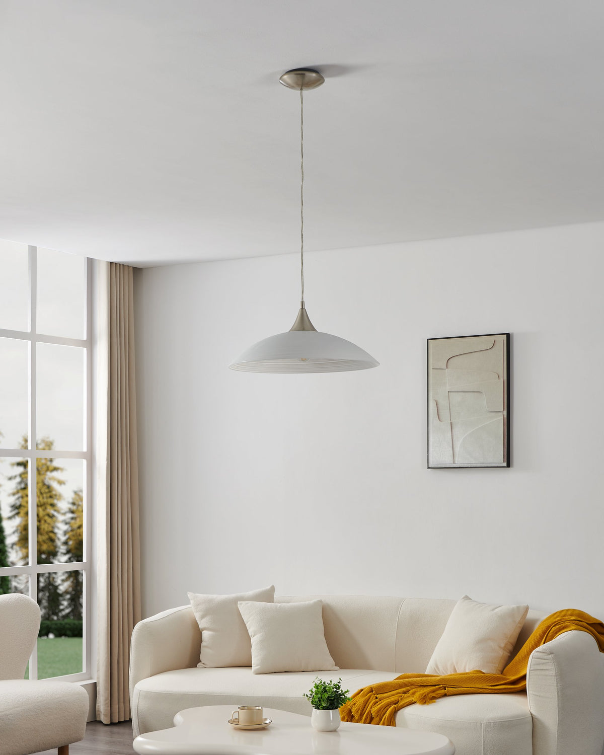 Suspension Lazolo nickel et blanche mat, verre