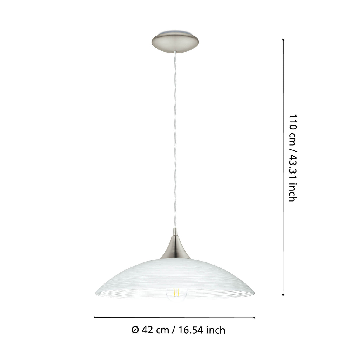 Suspension Lazolo nickel et blanche mat, verre