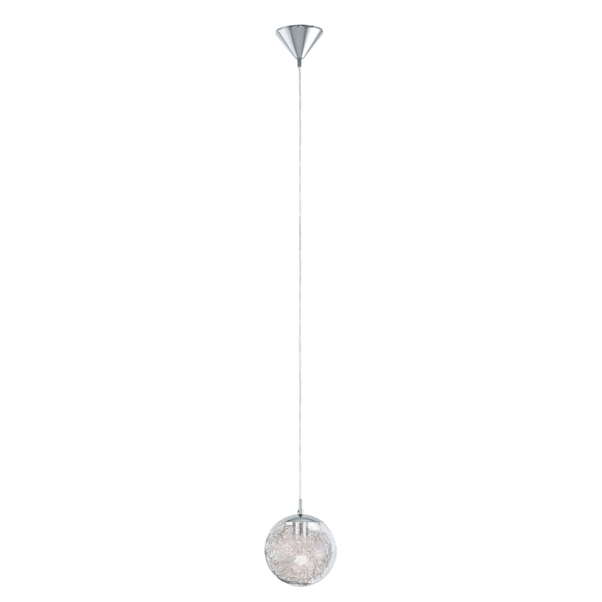 Suspension Luberio chromée et transparente, verre