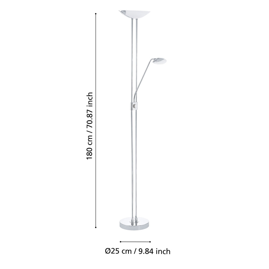 Lampadaire Baya chromé et blanc, verre