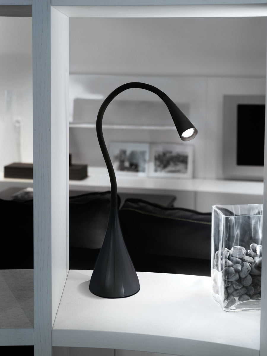 Lampe à poser Snapora aluminium et noire