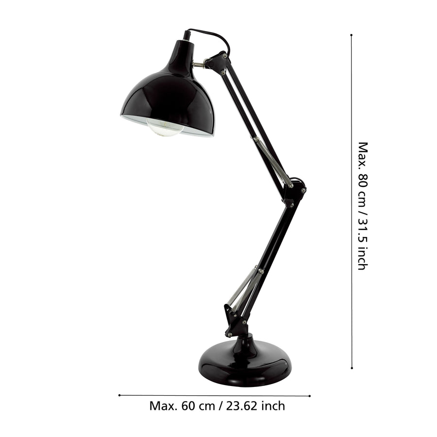 Schéma de dimensions de la lampe : hauteur maximale 80 cm, largeur 60 cm.