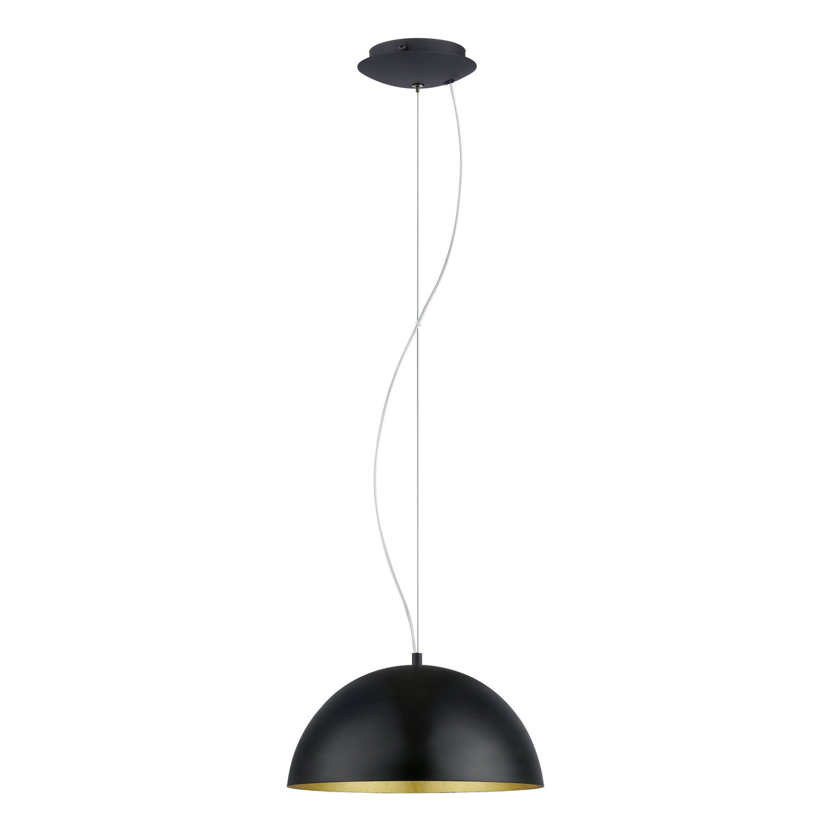 Suspension noire inclinée avec câble et rosace de fixation