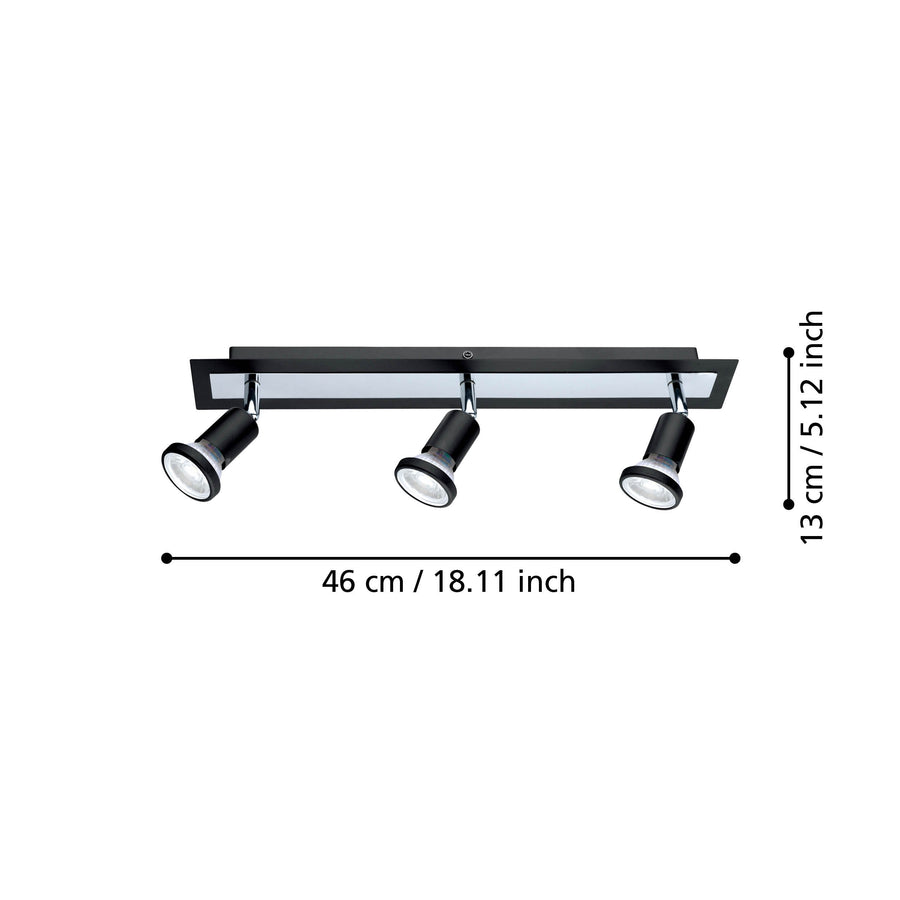 Schéma coté indiquant 46 cm de large et 13 cm de hauteur