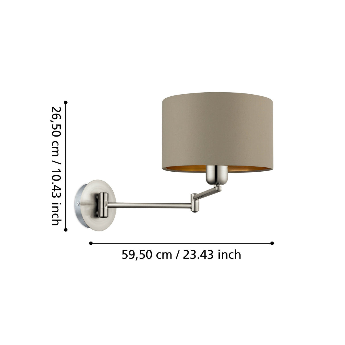 Applique murale Maserlo taupe et dorée
