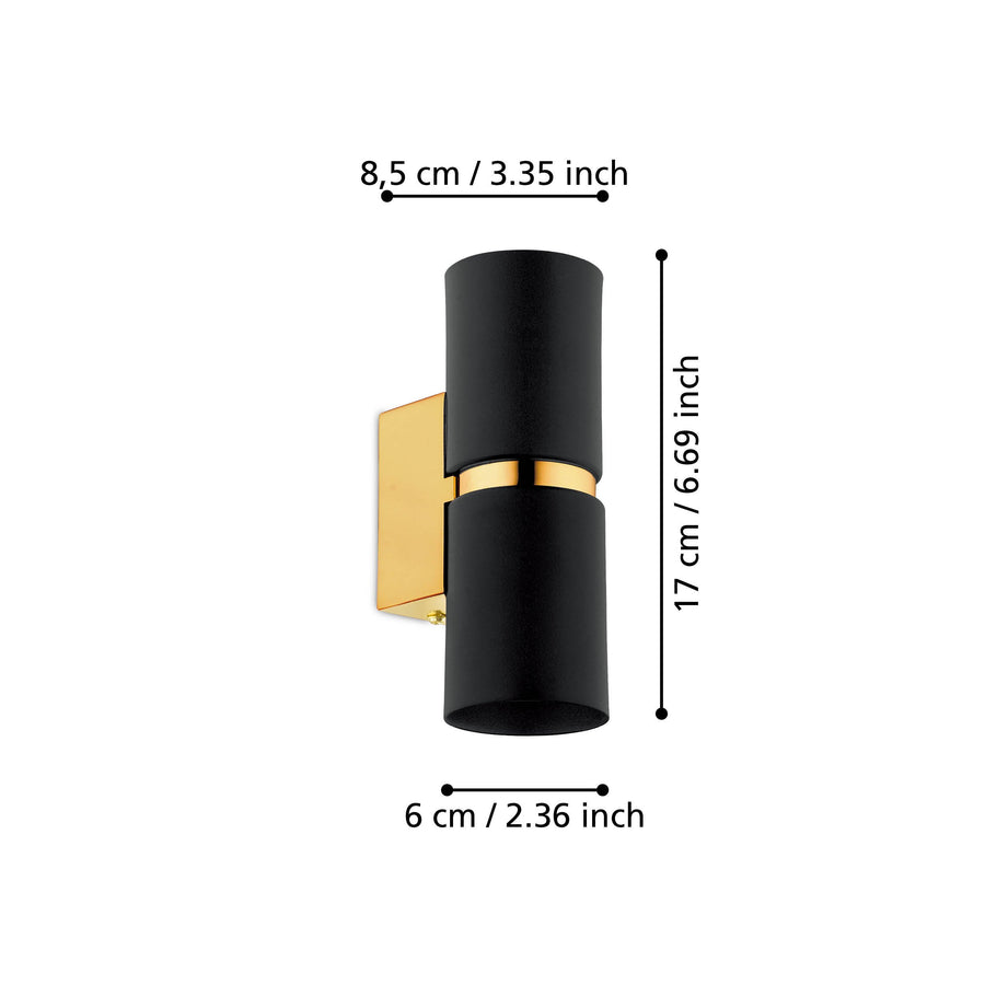 Schéma des dimensions de l'applique : largeur, hauteur et diamètre du cylindre